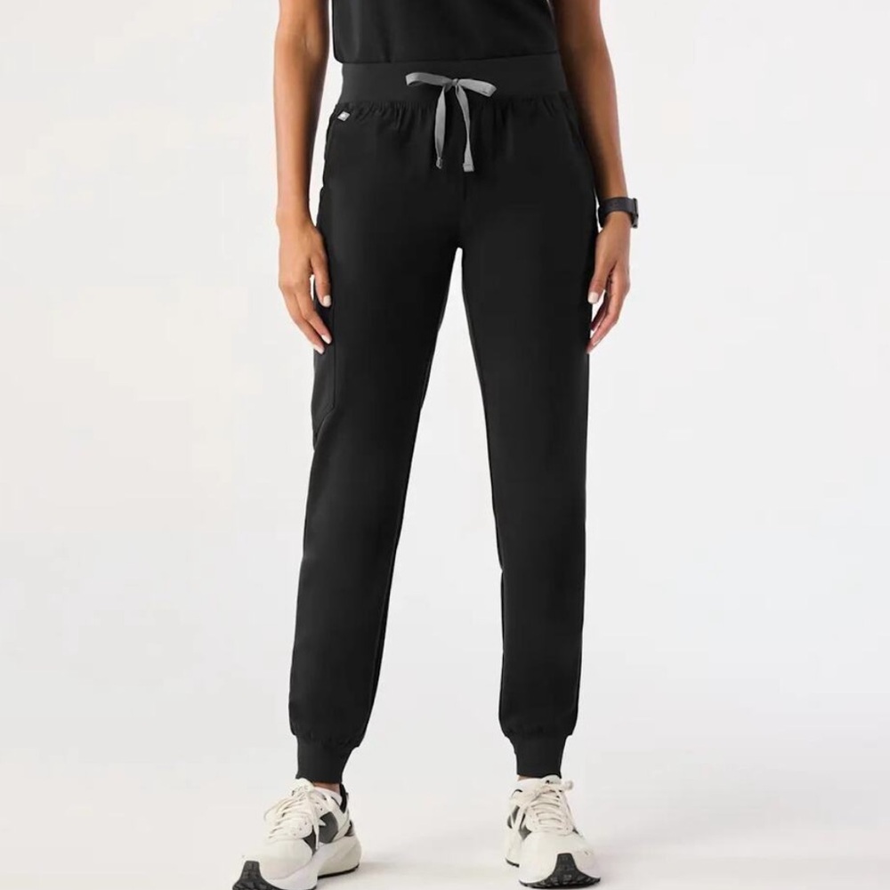 Figs Black Joggers with Gray Drawstring